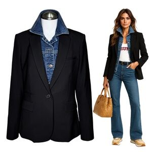 $695 VERONICA BEARD Dickey Blazer Jacket Sz 2 Black